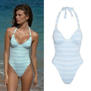 Monday Swimwear Honolulu Underwire One Piece in Ice Stripe